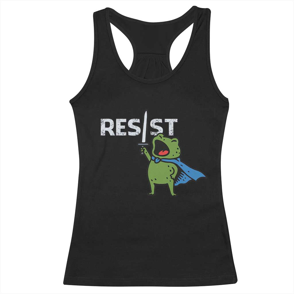 Resist Frog Warrior Racerback Tank Top Funny Rebel Meme Gift - Wonder Print Shop