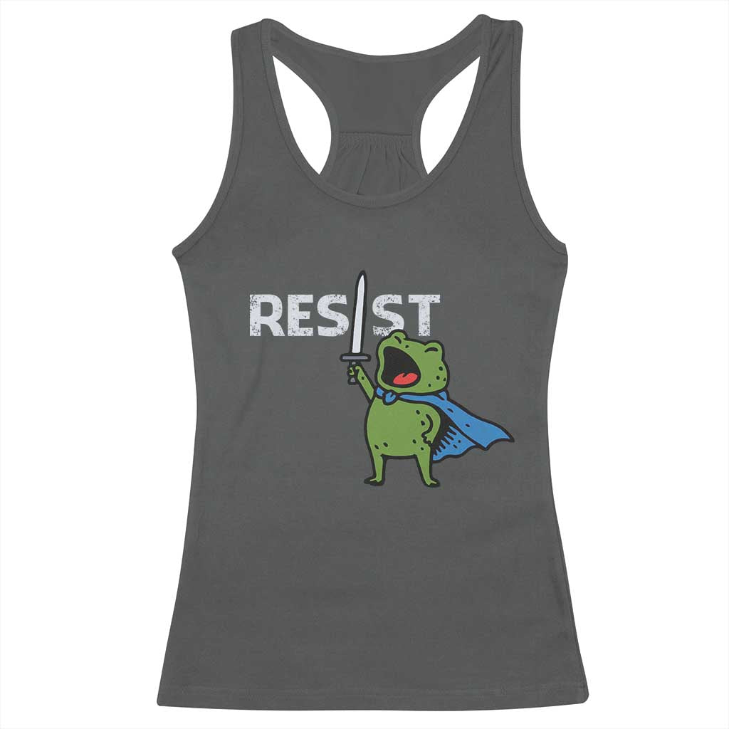 Resist Frog Warrior Racerback Tank Top Funny Rebel Meme Gift - Wonder Print Shop