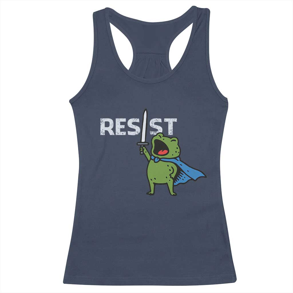 Resist Frog Warrior Racerback Tank Top Funny Rebel Meme Gift - Wonder Print Shop