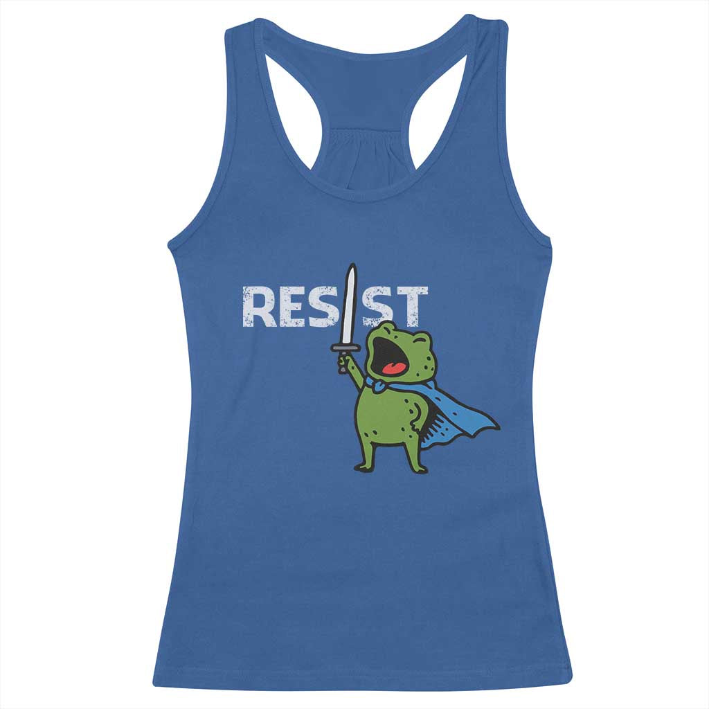 Resist Frog Warrior Racerback Tank Top Funny Rebel Meme Gift - Wonder Print Shop