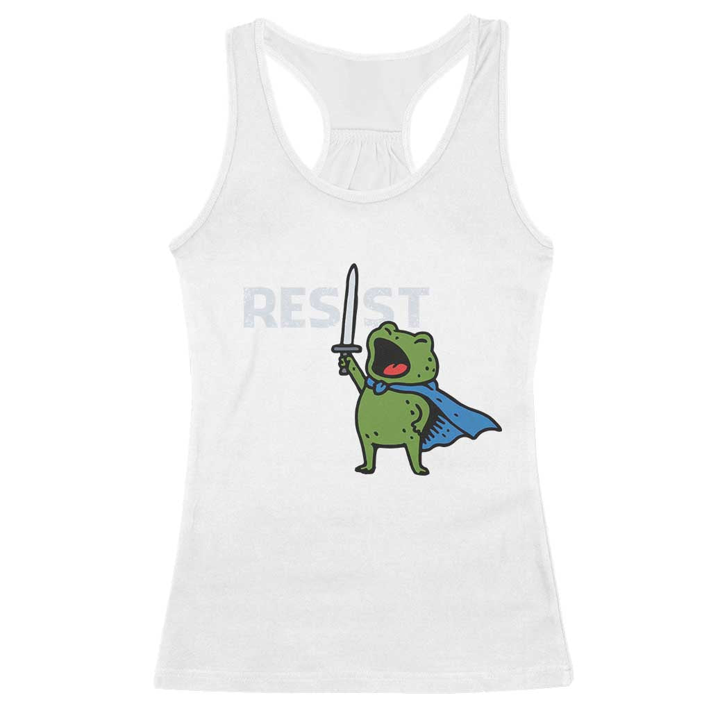Resist Frog Warrior Racerback Tank Top Funny Rebel Meme Gift - Wonder Print Shop