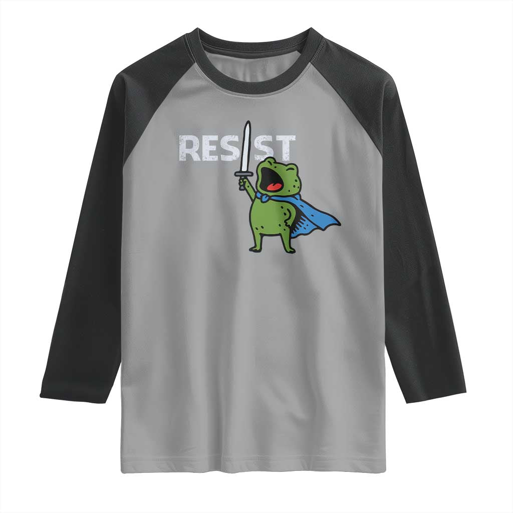 Resist Frog Warrior Raglan Shirt Funny Rebel Meme Gift - Wonder Print Shop