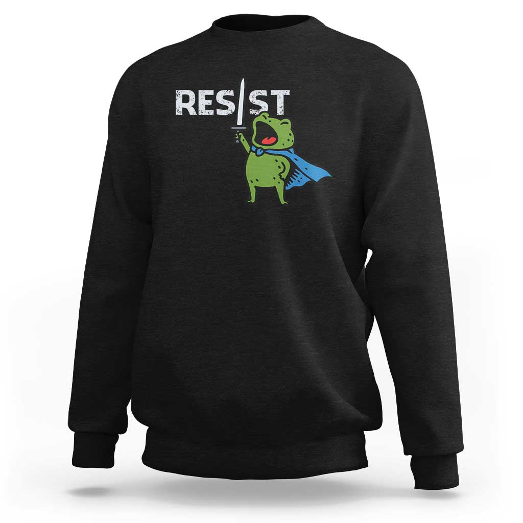 Resist Frog Warrior Sweatshirt Funny Rebel Meme Gift - Wonder Print Shop