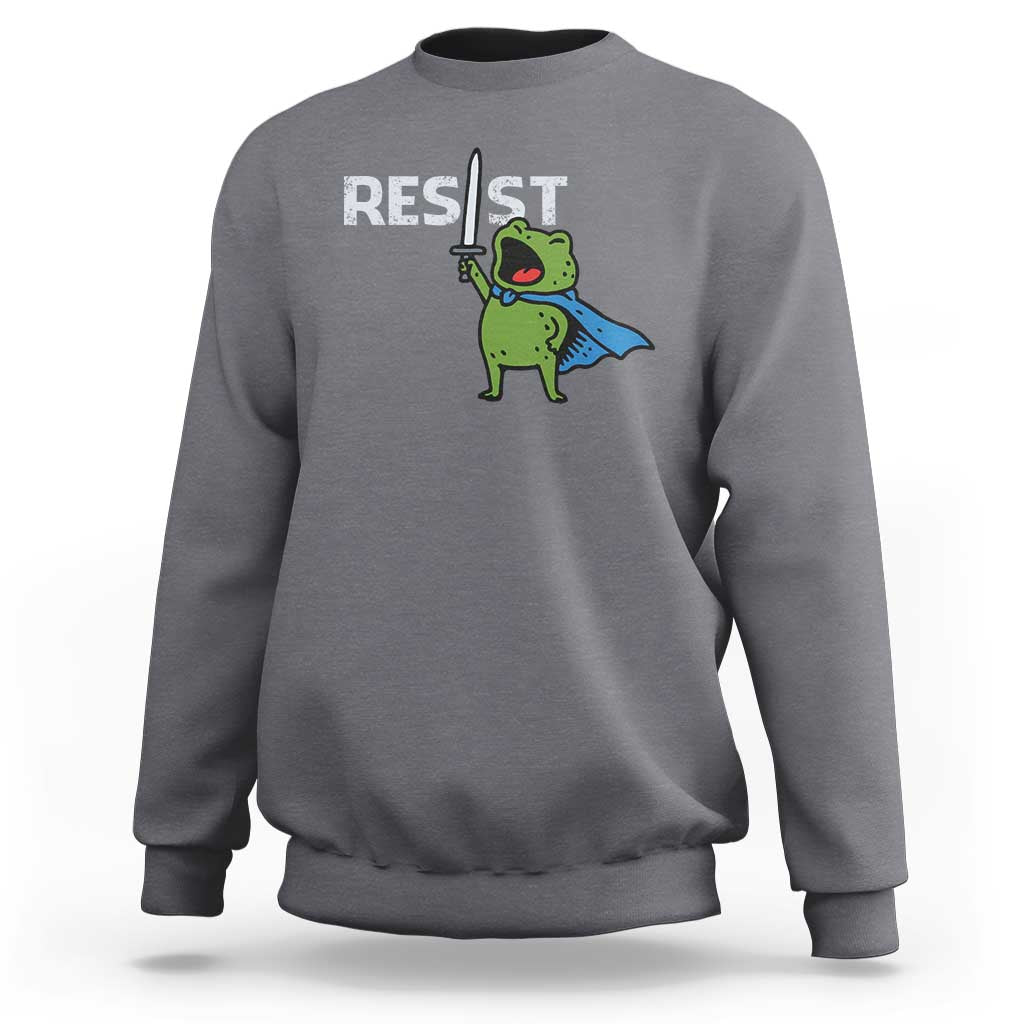 Resist Frog Warrior Sweatshirt Funny Rebel Meme Gift - Wonder Print Shop