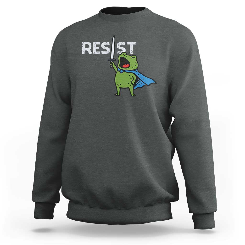 Resist Frog Warrior Sweatshirt Funny Rebel Meme Gift - Wonder Print Shop