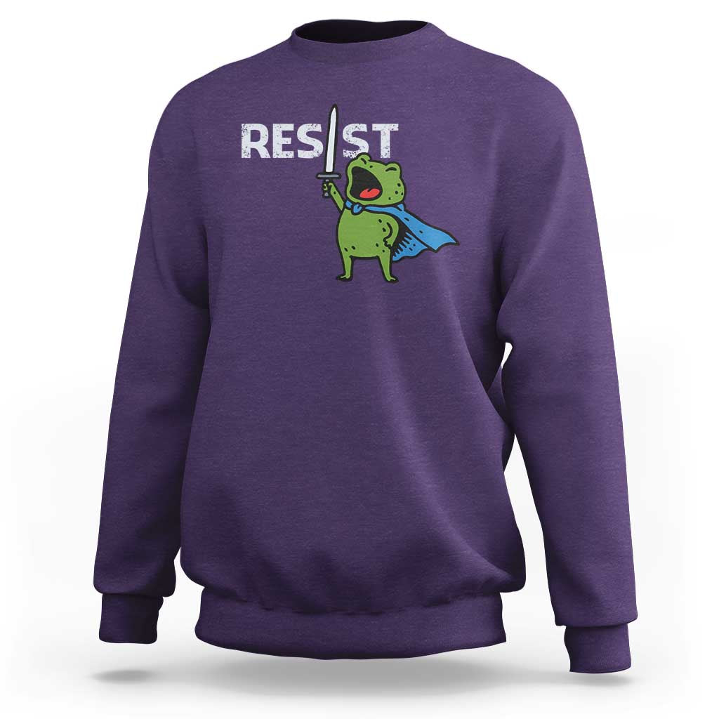 Resist Frog Warrior Sweatshirt Funny Rebel Meme Gift - Wonder Print Shop