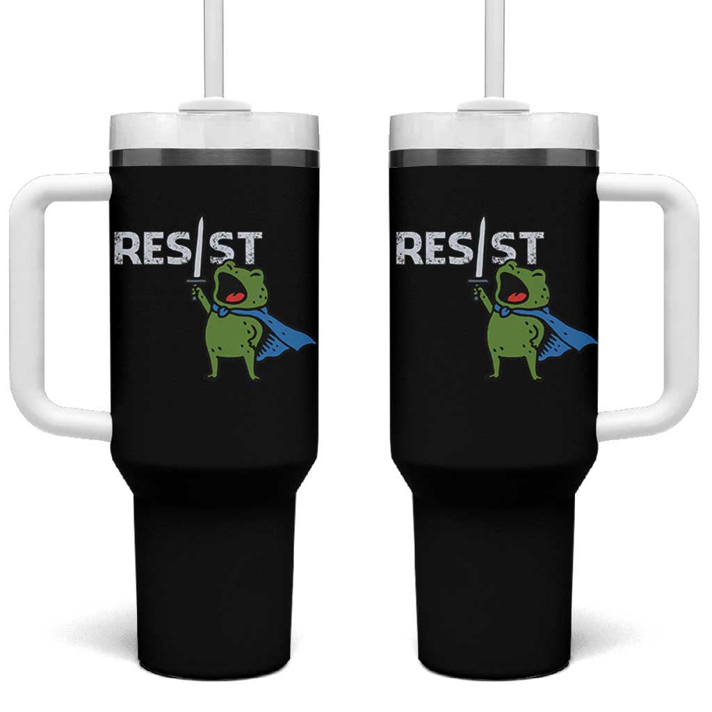 Resist Frog Warrior Tumbler With Handle Funny Rebel Meme Gift - Wonder Print Shop
