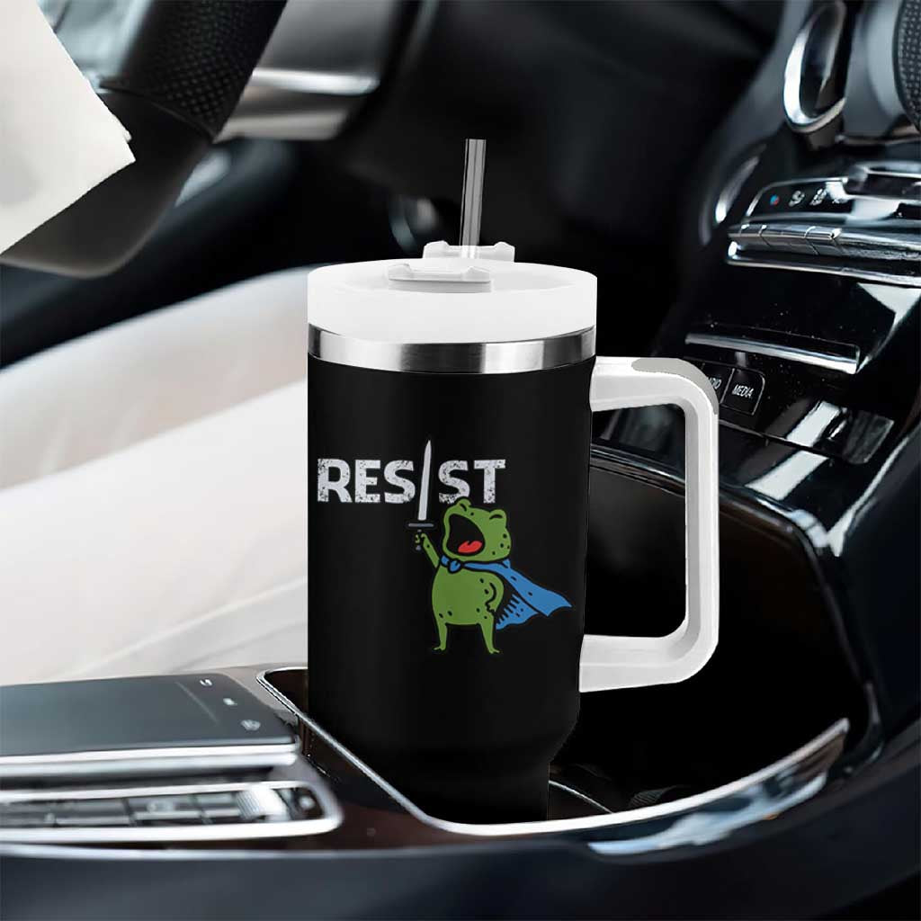 Resist Frog Warrior Tumbler With Handle Funny Rebel Meme Gift - Wonder Print Shop