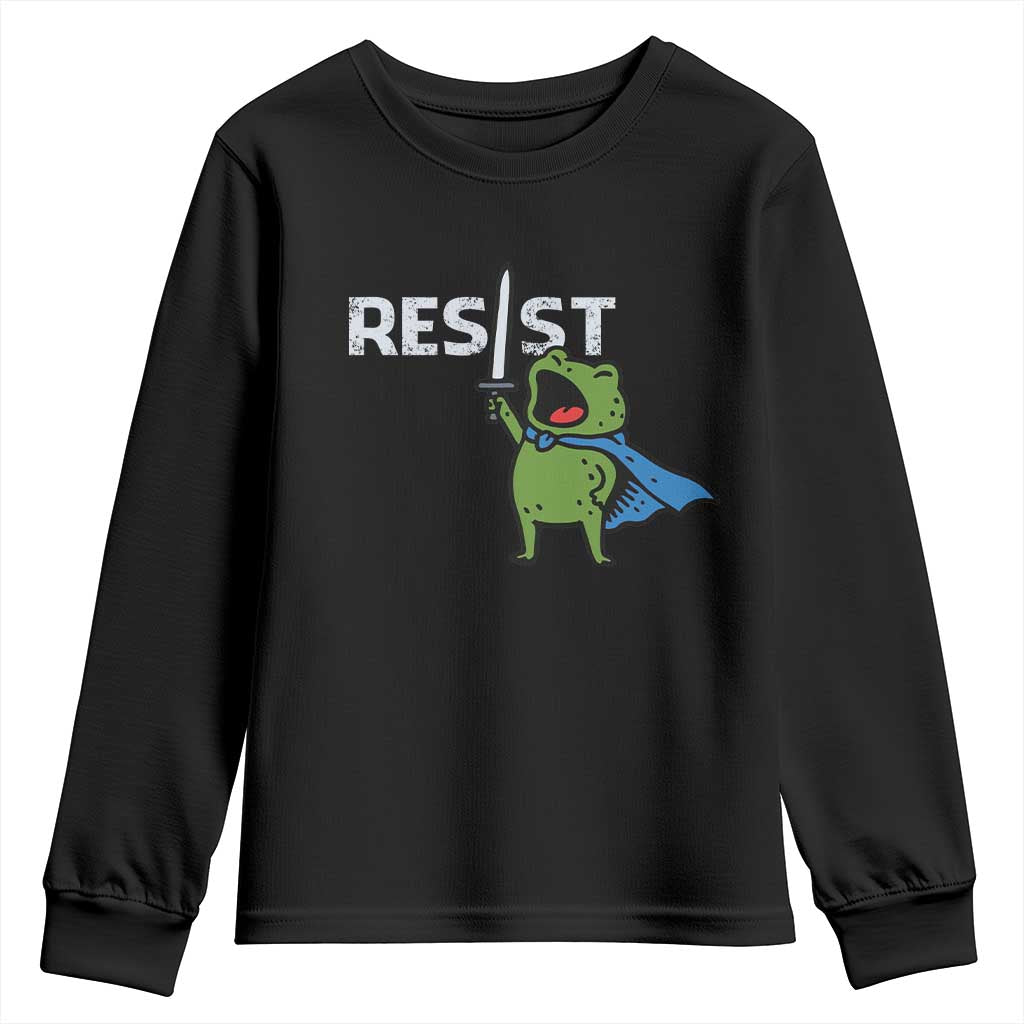 Resist Frog Warrior Youth Sweatshirt Funny Rebel Meme Gift - Wonder Print Shop