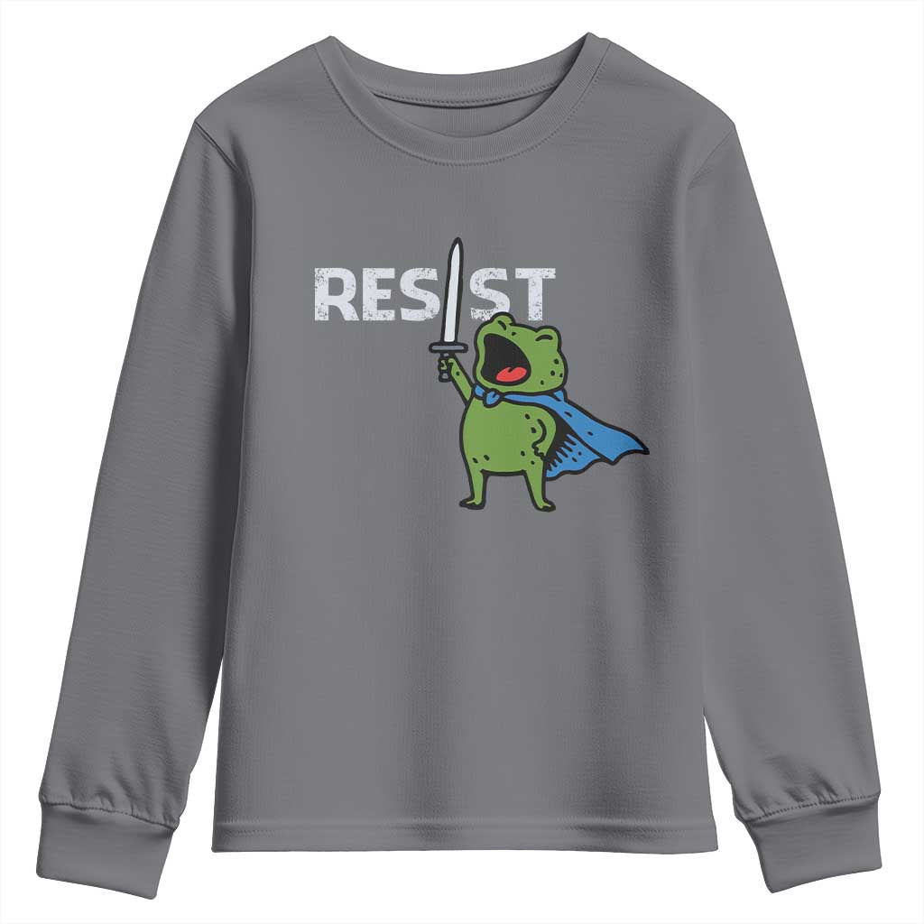 Resist Frog Warrior Youth Sweatshirt Funny Rebel Meme Gift - Wonder Print Shop