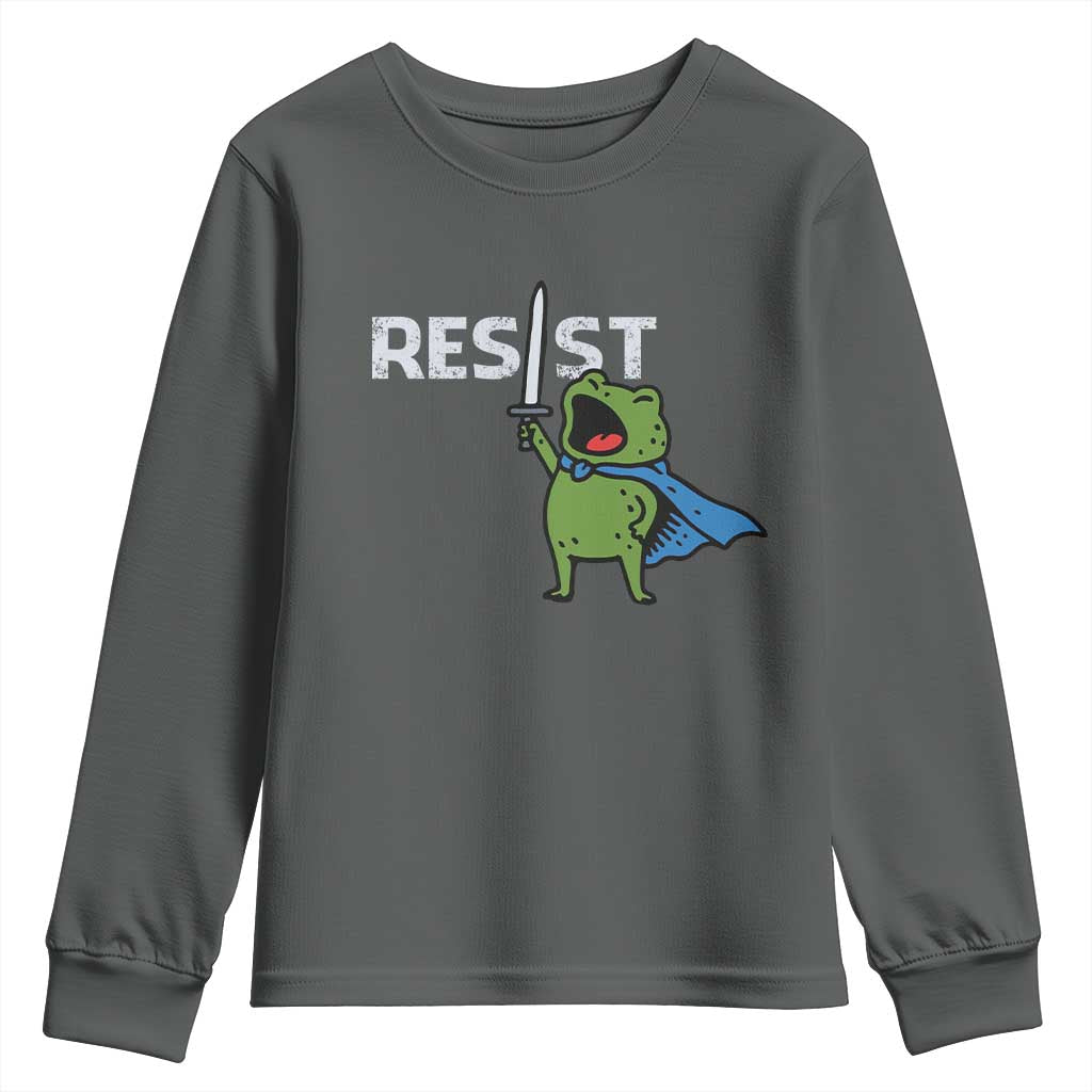 Resist Frog Warrior Youth Sweatshirt Funny Rebel Meme Gift - Wonder Print Shop