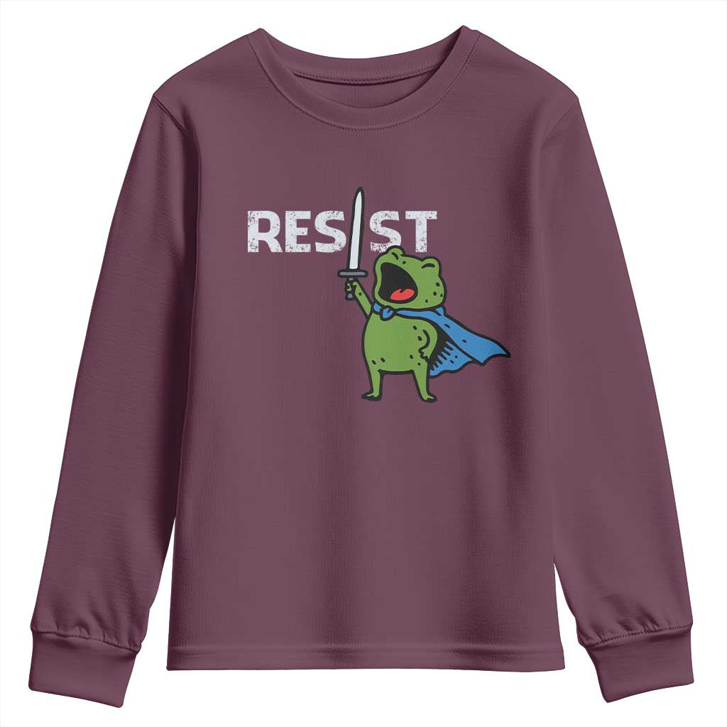 Resist Frog Warrior Youth Sweatshirt Funny Rebel Meme Gift - Wonder Print Shop