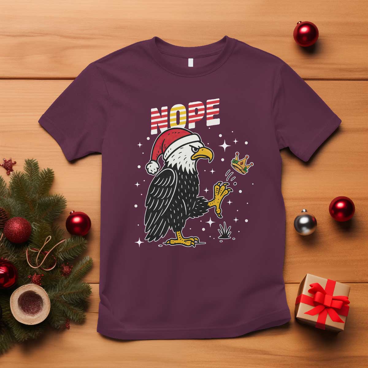 Funny Eagle No Kings In America Christmas 2025 T Shirt - Wonder Print Shop