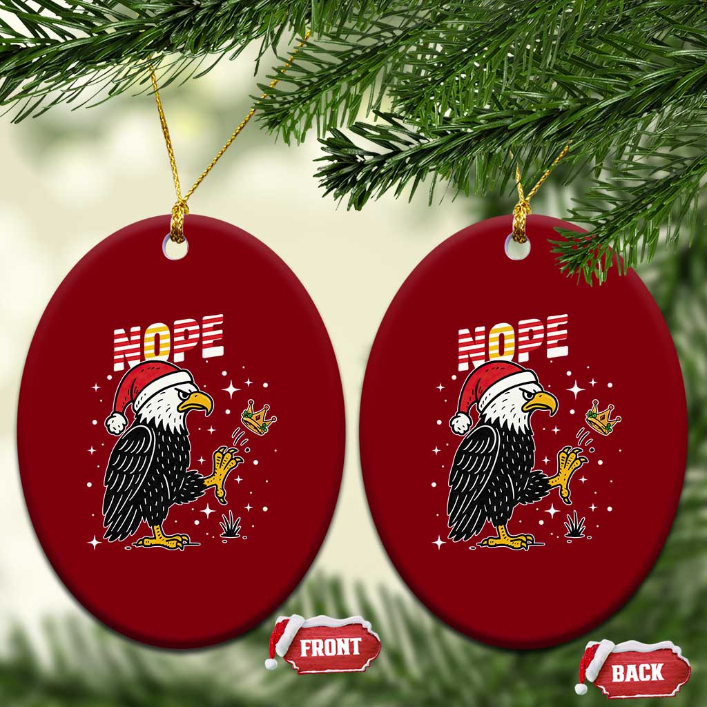 Funny Eagle No Kings In America Xmas 2025 Ceramic Ornament - Wonder Print Shop