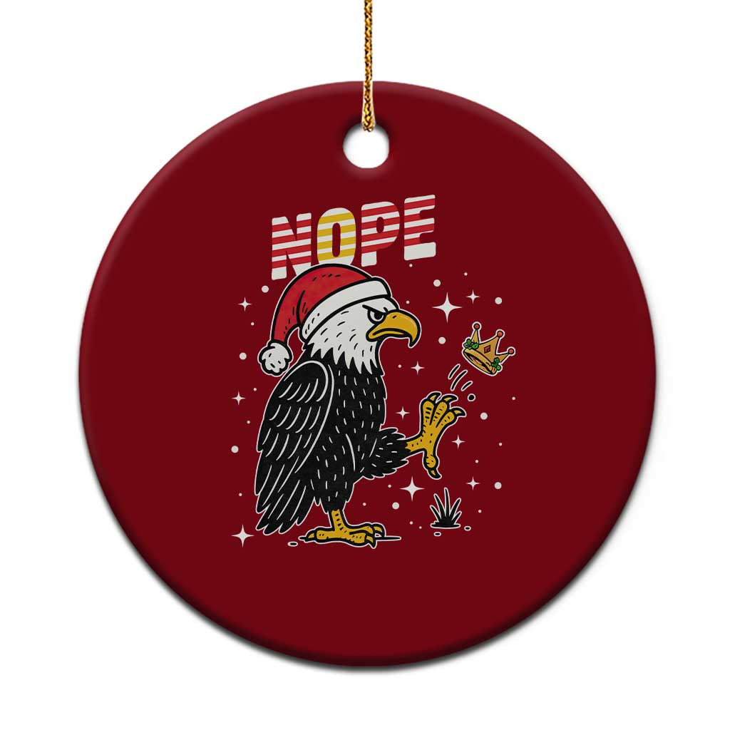 Funny Eagle No Kings In America Xmas 2025 Ceramic Ornament - Wonder Print Shop