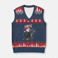 Funny Eagle No Kings In America Xmas 2025 V-Neck Knit Sweater Vest - Wonder Print Shop