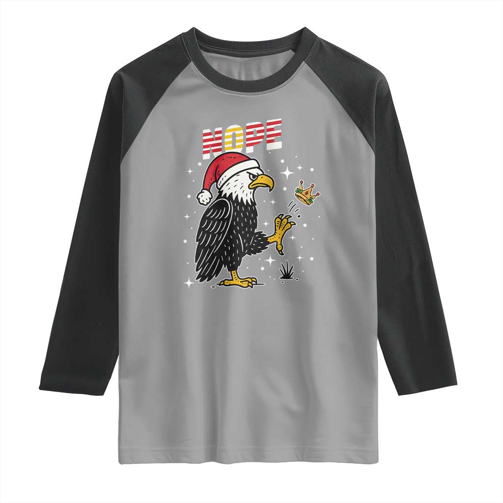 Funny Eagle No Kings In America Christmas 2025 Raglan Shirt - Wonder Print Shop