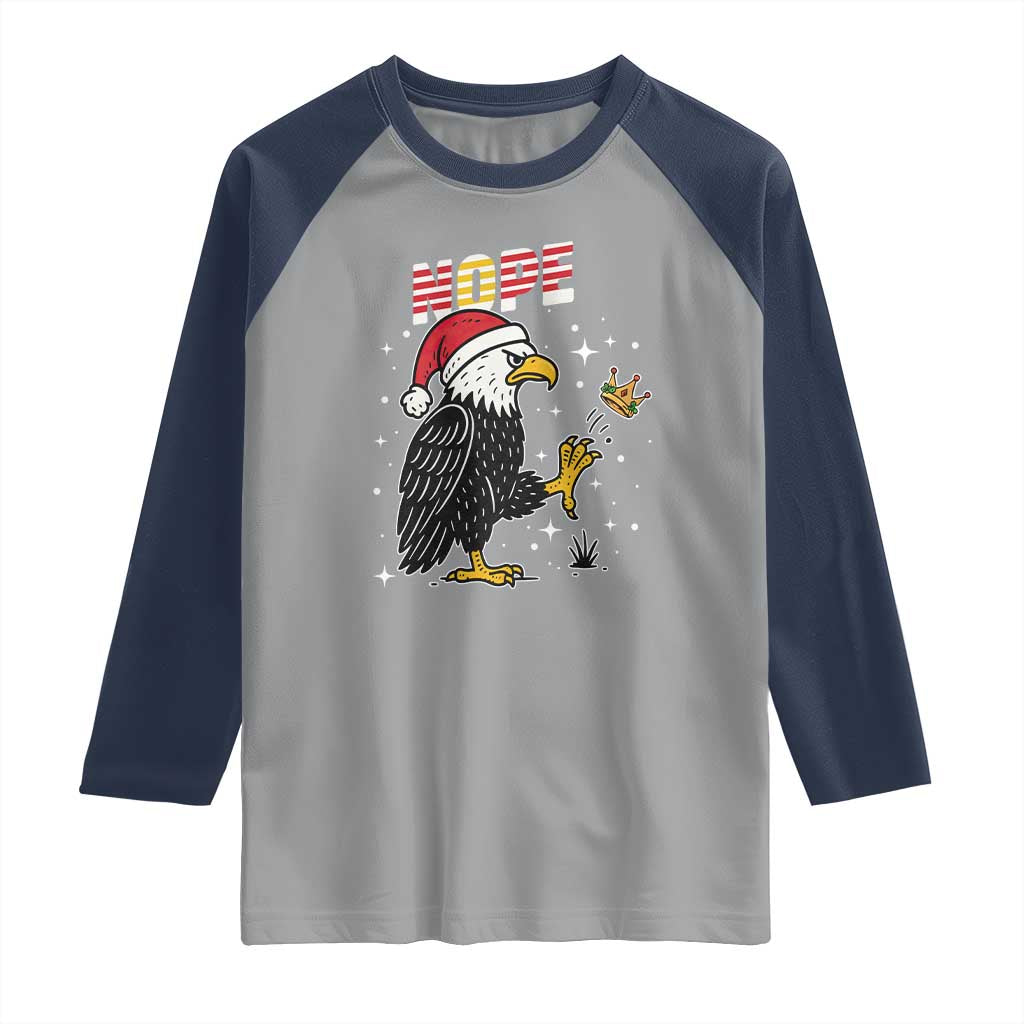 Funny Eagle No Kings In America Christmas 2025 Raglan Shirt - Wonder Print Shop