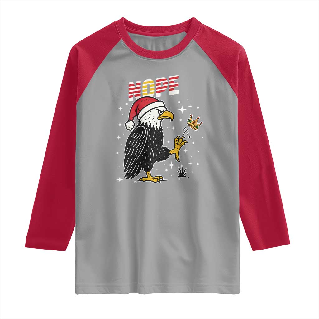 Funny Eagle No Kings In America Christmas 2025 Raglan Shirt - Wonder Print Shop