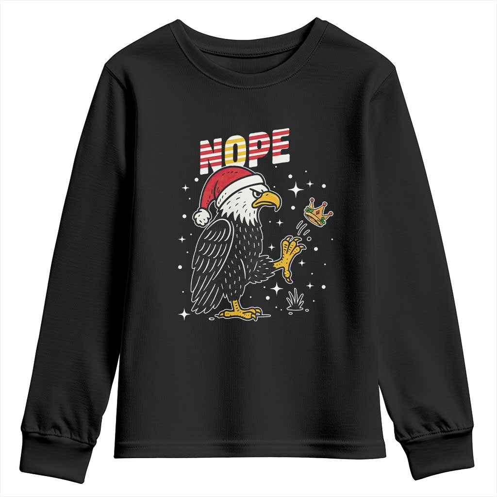 Funny Eagle No Kings In America Christmas 2025 Youth Sweatshirt - Wonder Print Shop
