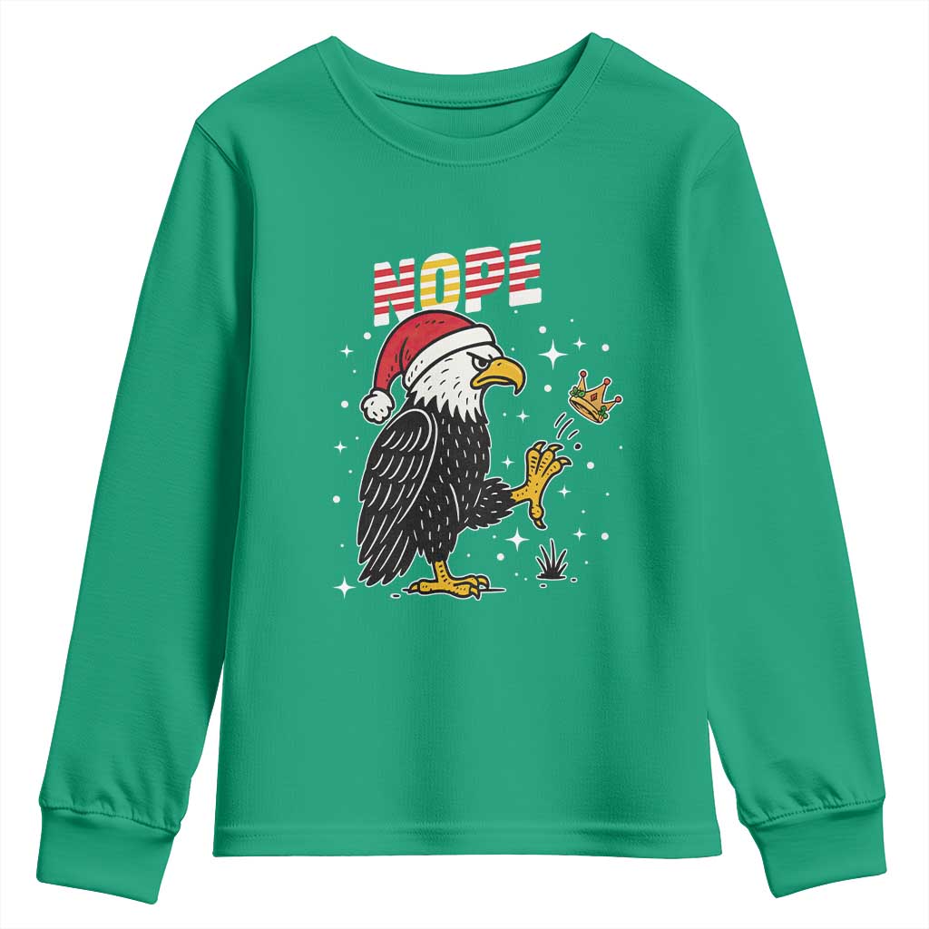 Funny Eagle No Kings In America Christmas 2025 Youth Sweatshirt - Wonder Print Shop