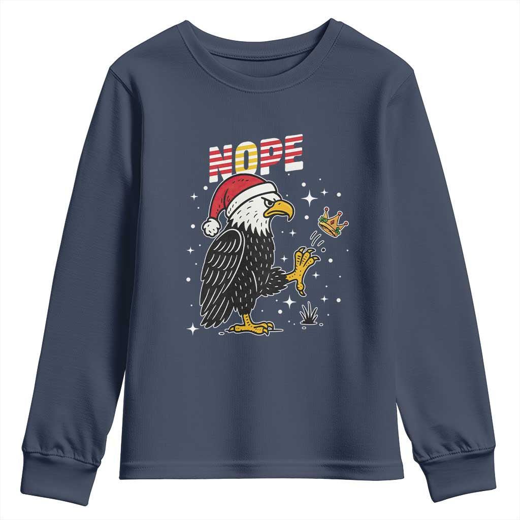 Funny Eagle No Kings In America Christmas 2025 Youth Sweatshirt - Wonder Print Shop