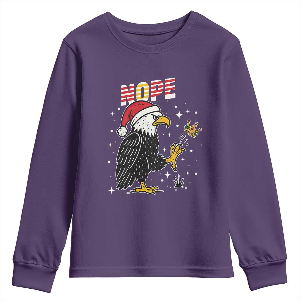 Funny Eagle No Kings In America Christmas 2025 Youth Sweatshirt - Wonder Print Shop