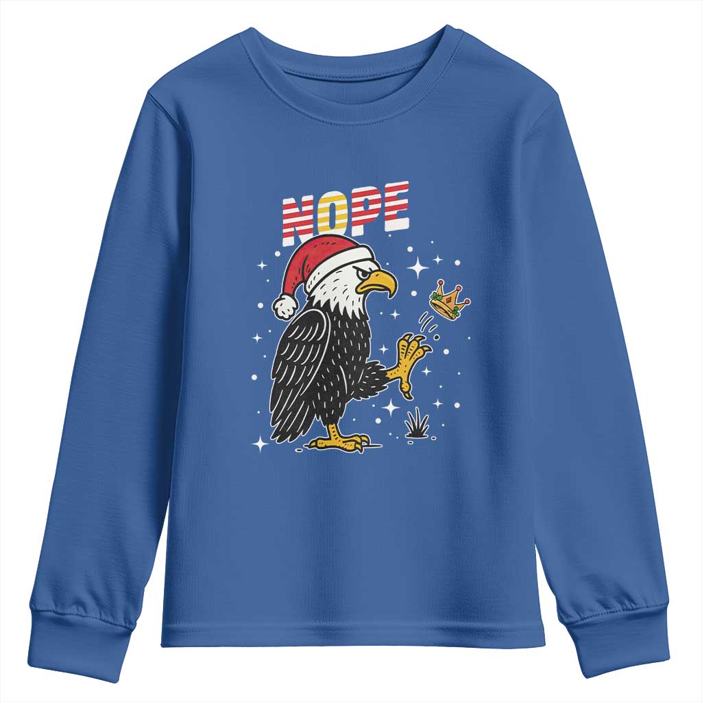 Funny Eagle No Kings In America Christmas 2025 Youth Sweatshirt - Wonder Print Shop
