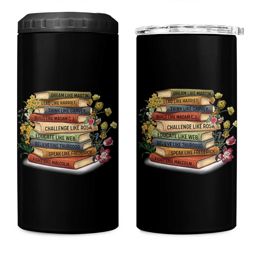 Black History Leaders Book 4 in 1 Can Cooler Tumbler African American Teachers - Wonder Print Shop