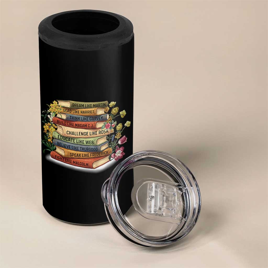 Black History Leaders Book 4 in 1 Can Cooler Tumbler African American Teachers - Wonder Print Shop