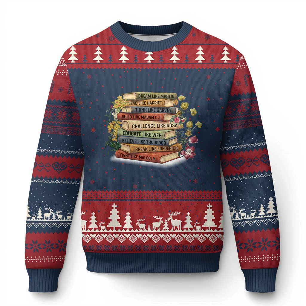 Black History Leaders Book Ugly Christmas Sweater African American Teachers - Wonder Print Shop