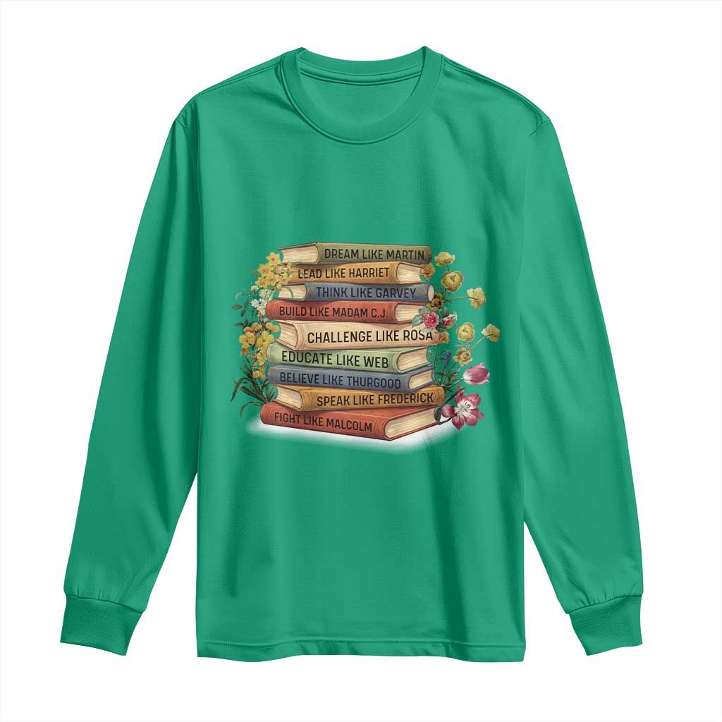 Black History Leaders Book Long Sleeve Shirt African American Teachers - Wonder Print Shop