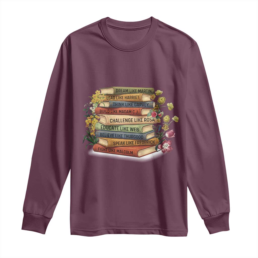Black History Leaders Book Long Sleeve Shirt African American Teachers - Wonder Print Shop