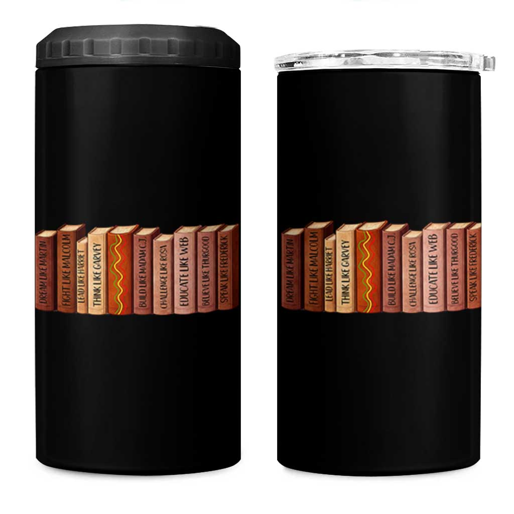 African American Teachers Gift 4 in 1 Can Cooler Tumbler Black History Leaders Book - Wonder Print Shop