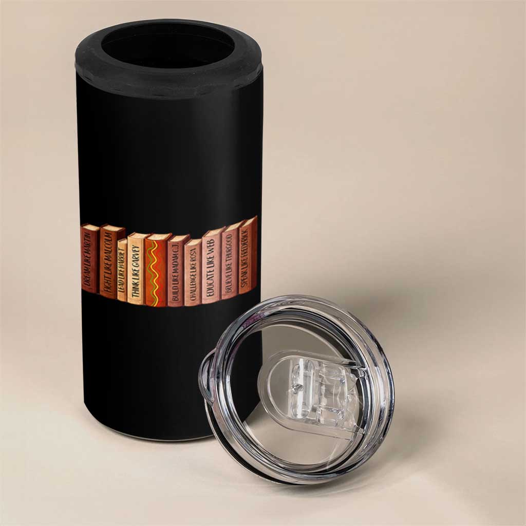 African American Teachers Gift 4 in 1 Can Cooler Tumbler Black History Leaders Book - Wonder Print Shop