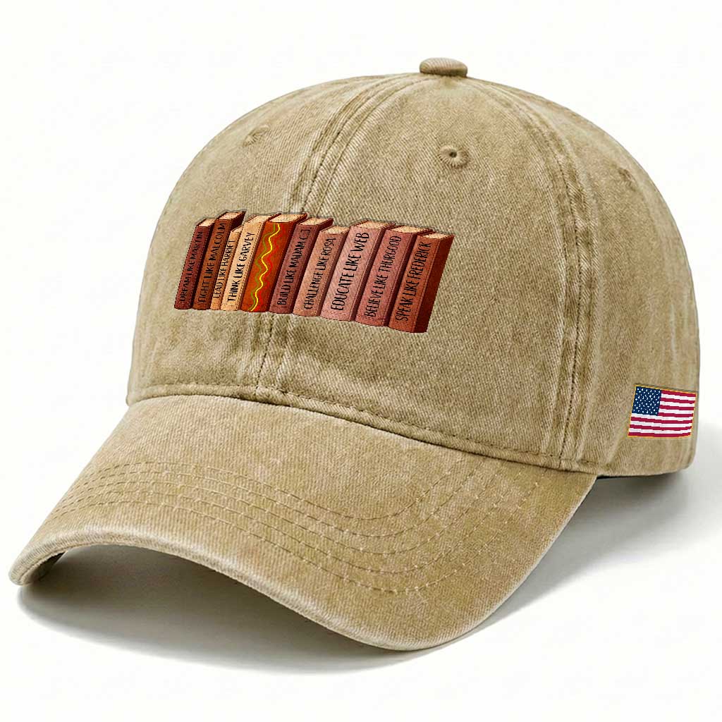 African American Teachers Gift Washed Cotton Baseball Cap Black History Leaders Book