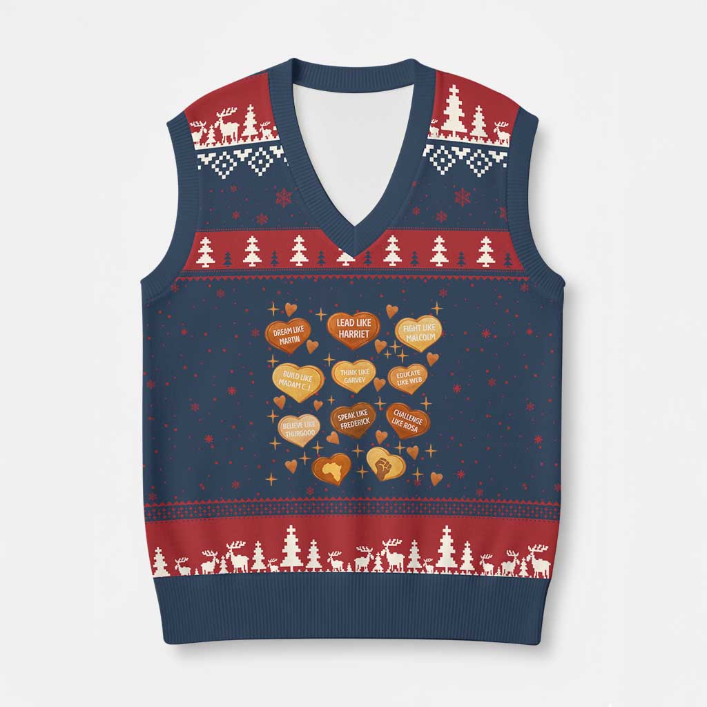 Black History Leaders V-Neck Knit Sweater Vest African American Teachers Pride - Wonder Print Shop