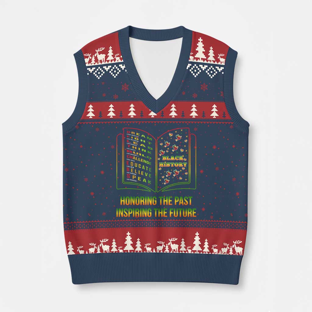 Black History Leaders Book V-Neck Knit Sweater Vest African American History For Teachers - Wonder Print Shop