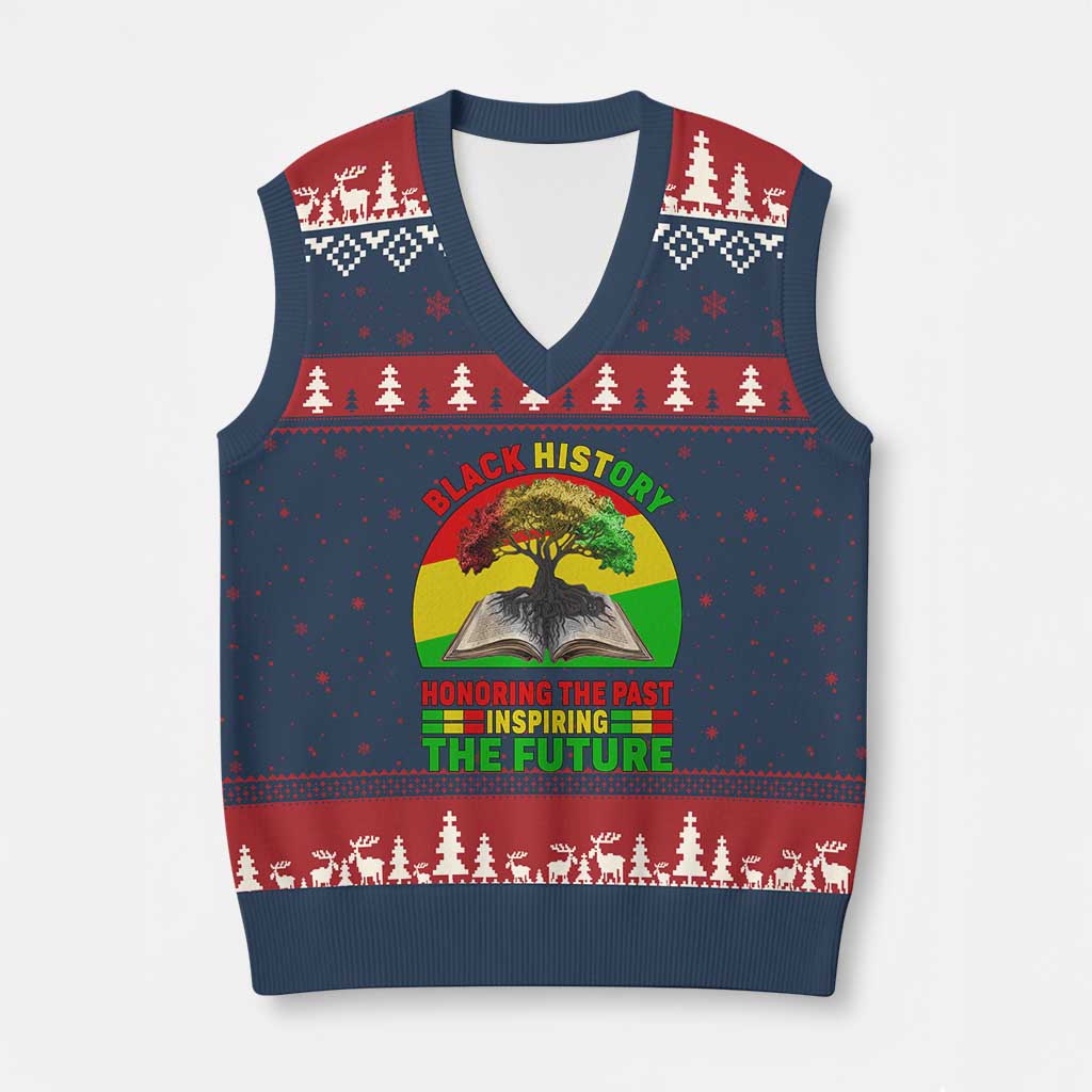 Black History Honoring The Past Inspiring The Future V-Neck Knit Sweater Vest African American Pride - Wonder Print Shop