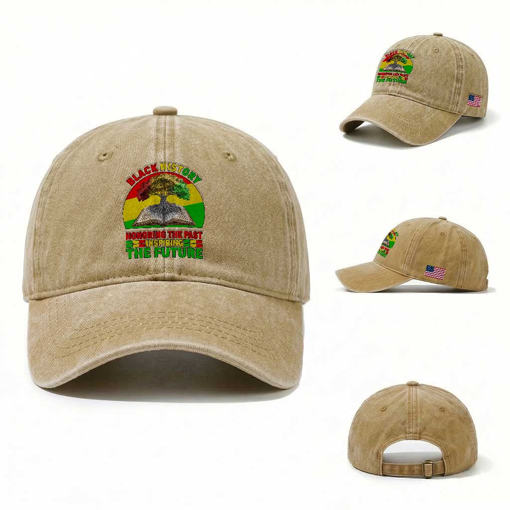 Black History Honoring The Past Inspiring The Future Washed Cotton Baseball Cap African American Pride