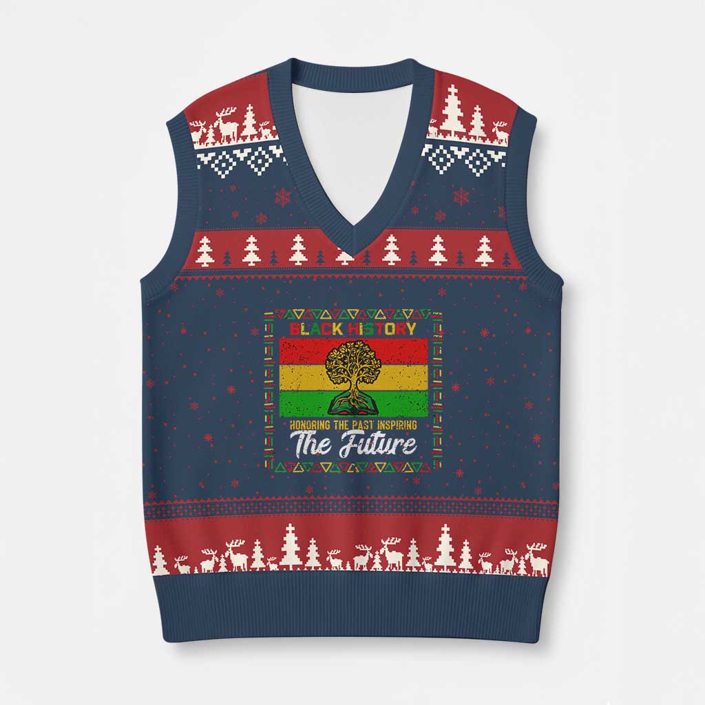 Black History Month V-Neck Knit Sweater Vest Honoring The Past Inspiring The Future - Wonder Print Shop