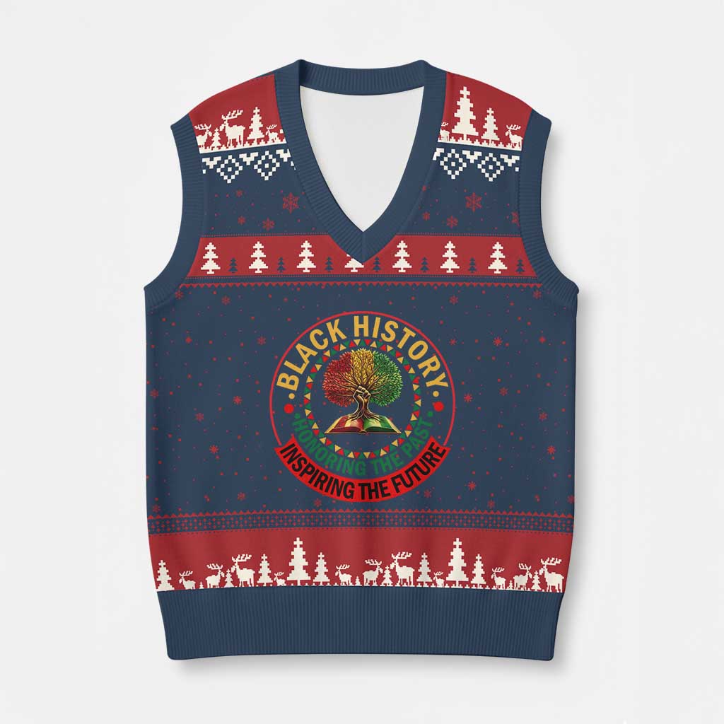 Black History Month Quote V-Neck Knit Sweater Vest Honoring The Past Inspiring The Future Gift - Wonder Print Shop