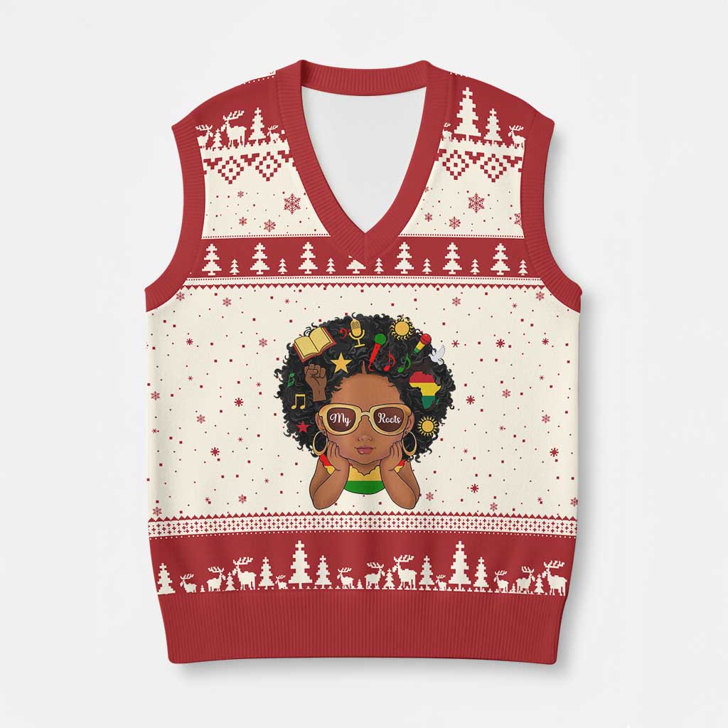 My Roots Black History Culture Pride V-Neck Knit Sweater Vest African American Heritage - Wonder Print Shop
