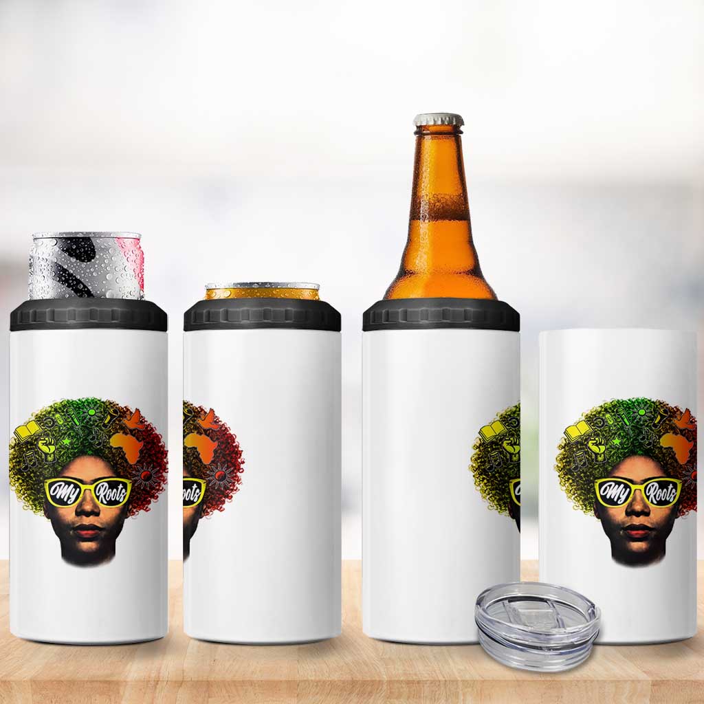 Black History Month 4 in 1 Can Cooler Tumbler My Roots African American Pride Gift - Wonder Print Shop