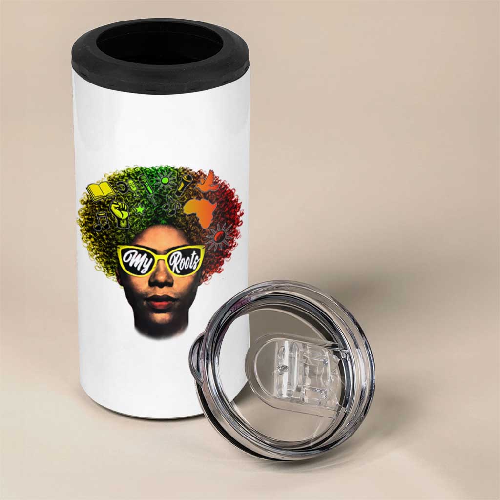 Black History Month 4 in 1 Can Cooler Tumbler My Roots African American Pride Gift - Wonder Print Shop