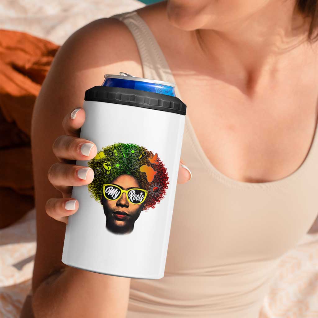 Black History Month 4 in 1 Can Cooler Tumbler My Roots African American Pride Gift - Wonder Print Shop