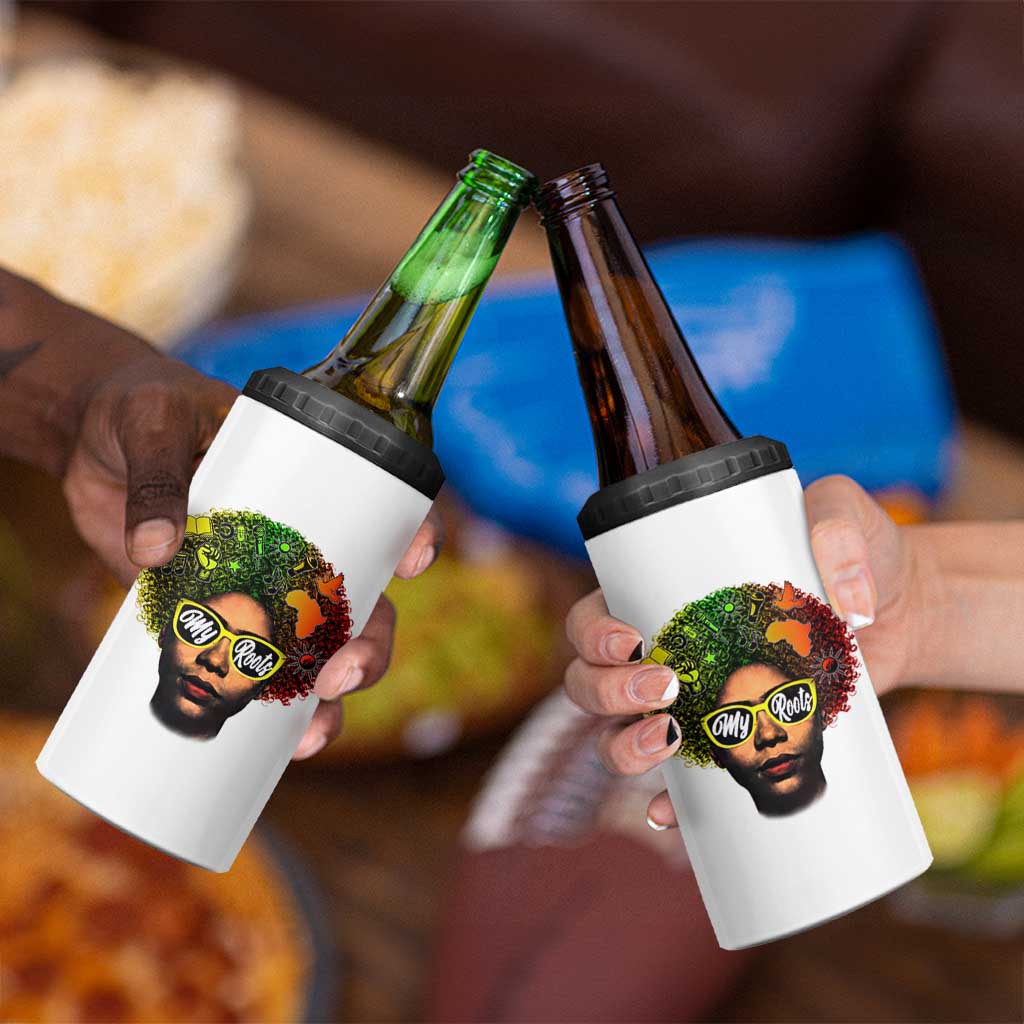 Black History Month 4 in 1 Can Cooler Tumbler My Roots African American Pride Gift - Wonder Print Shop