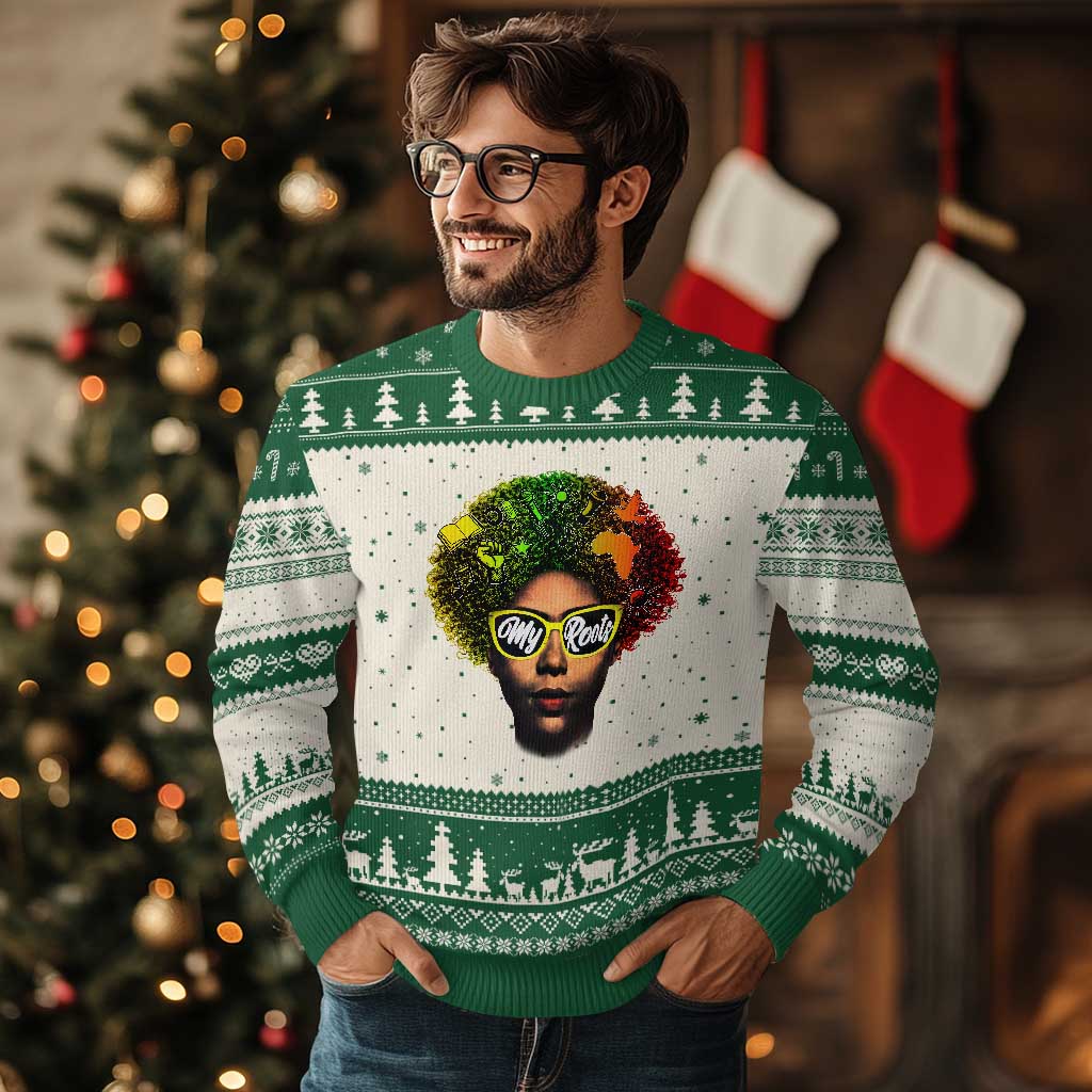 Black History Month Ugly Christmas Sweater My Roots African American Pride Gift - Wonder Print Shop