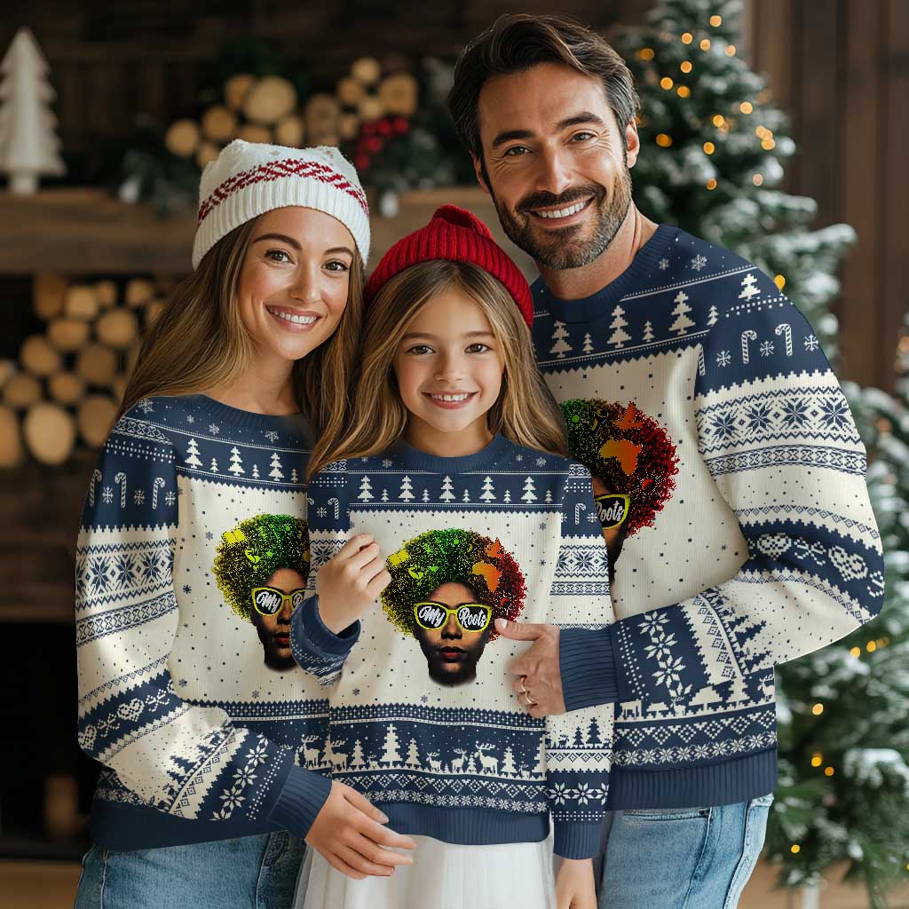 Black History Month Ugly Christmas Sweater My Roots African American Pride Gift - Wonder Print Shop
