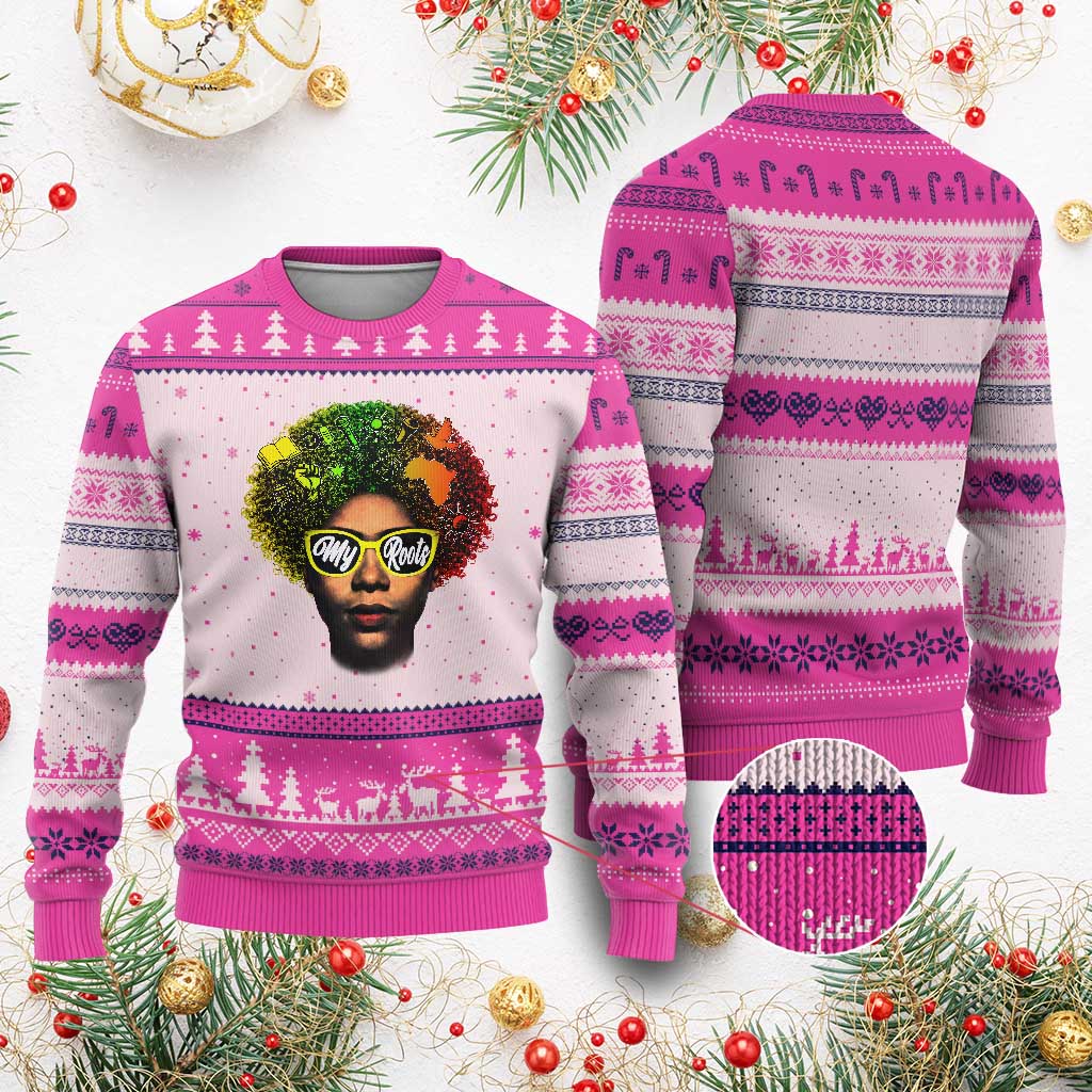 Black History Month Ugly Christmas Sweater My Roots African American Pride Gift - Wonder Print Shop